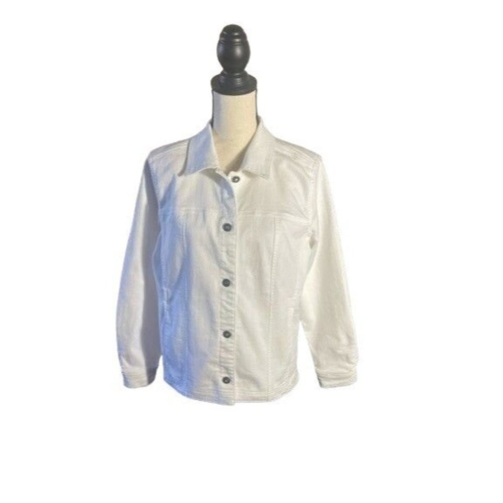 Denim & Company White Jean Jacket Women's Size Medium